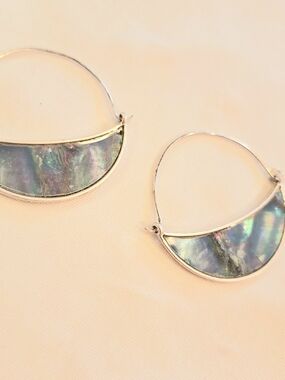 Hoop Earrings with Iridescent Abalone Inlay